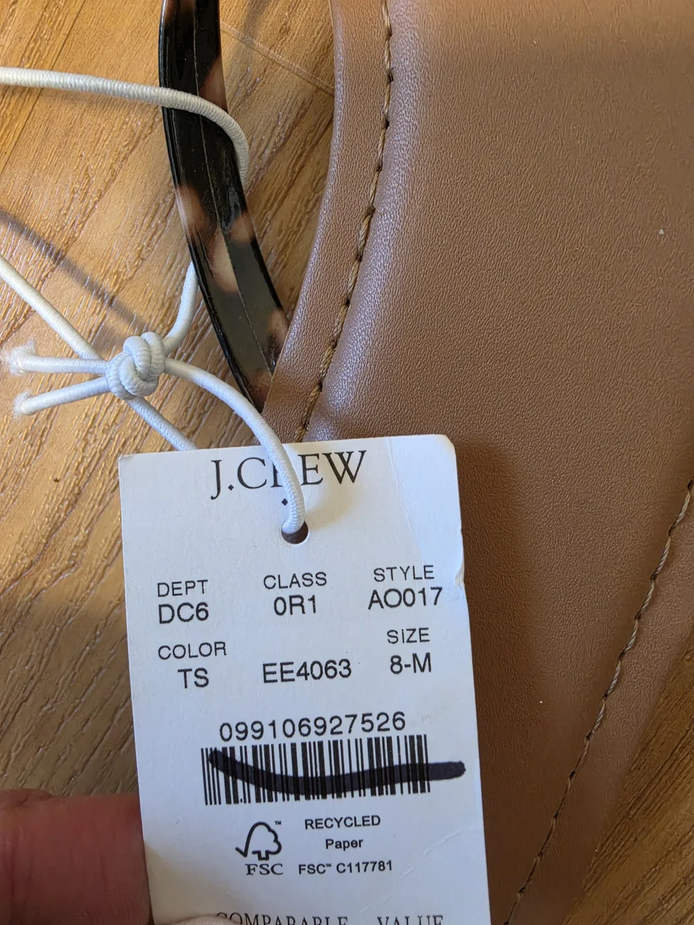 J. Crew factory Tan Tortoiseshell Flip Flop Sandals Size 8 Women's New with tags